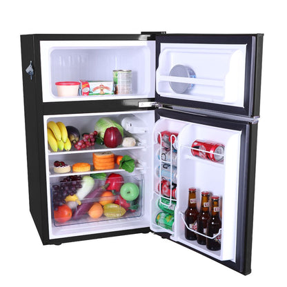 Retro 3.1 Cu Ft Two Door Compact Refrigerator with Freezer, Black