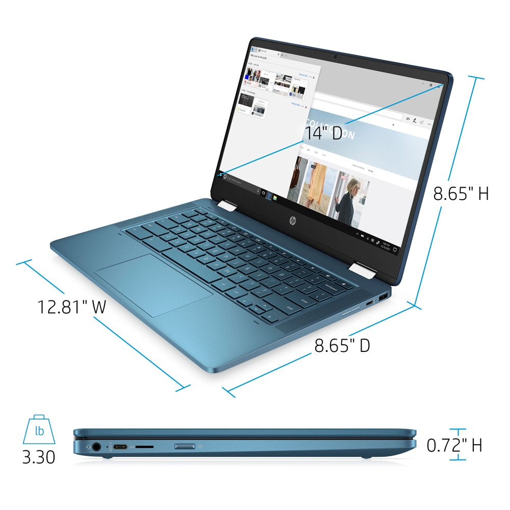 X360 14” Celeron 2-In-1 Touch 4GB/64GB Chromebook-Teal, Intel Celeron N4000, 4GB RAM, 64 GB Emmc, Teal, 14A-Ca0030Wm