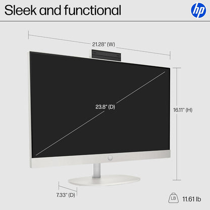HP 23.8 Inch All-In-One Desktop PC, FHD Display, Intel Core I5-1334U, 16 GB RAM, 512 GB SSD, Intel UHD Graphics, Windows 11 Home, Shell White, 24-Cr0112 (2025)