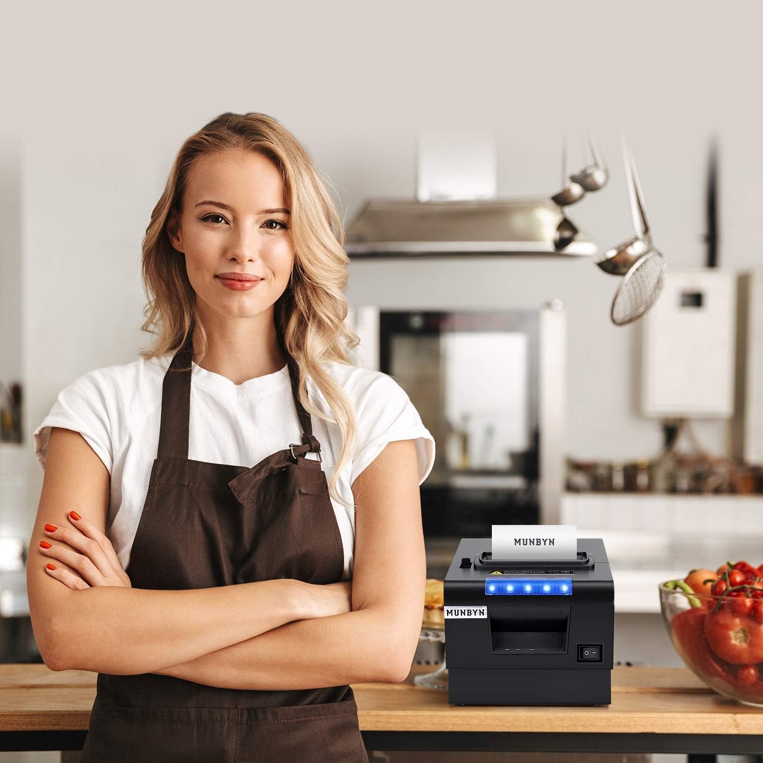 MUNBYN Receipt Printer P068, 3 1/8" 80Mm Direct Thermal Printer, POS Printer with Auto Cutter - Thermal Receipt Printer with USB Serial Ethernet Windows Driver ESC/POS Support Cash Drawer
