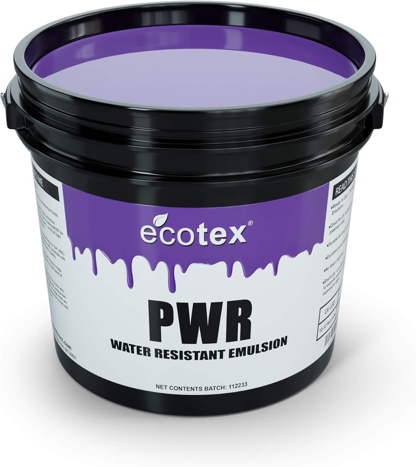 Ecotex® PWR Screen Printing Emulsion (Quart - 32Oz.) Pre - Sensitized Photo Emulsion for Silk Screens and Fabric - for Screen Printing Plastisol Ink and Water Based Ink, Screen Printing Supplies