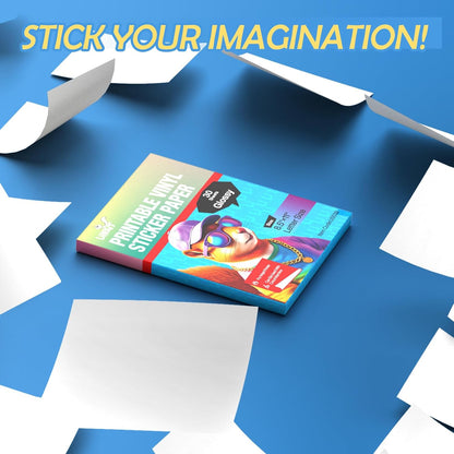 105 Sheets Premium Printable Vinyl Sticker Paper for Inkjet Printer Cricut,Included 100Sheets Glossy and 5Sheets Transparent Label Waterproof Adhesive Dries Quickly Tear-Resistant, Removable