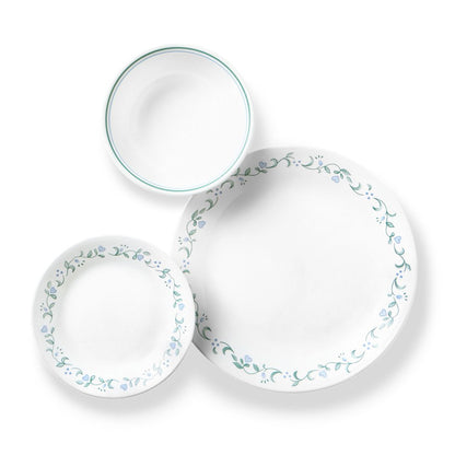 Country Cottage, White and Green round 12-Piece Dinnerware Set