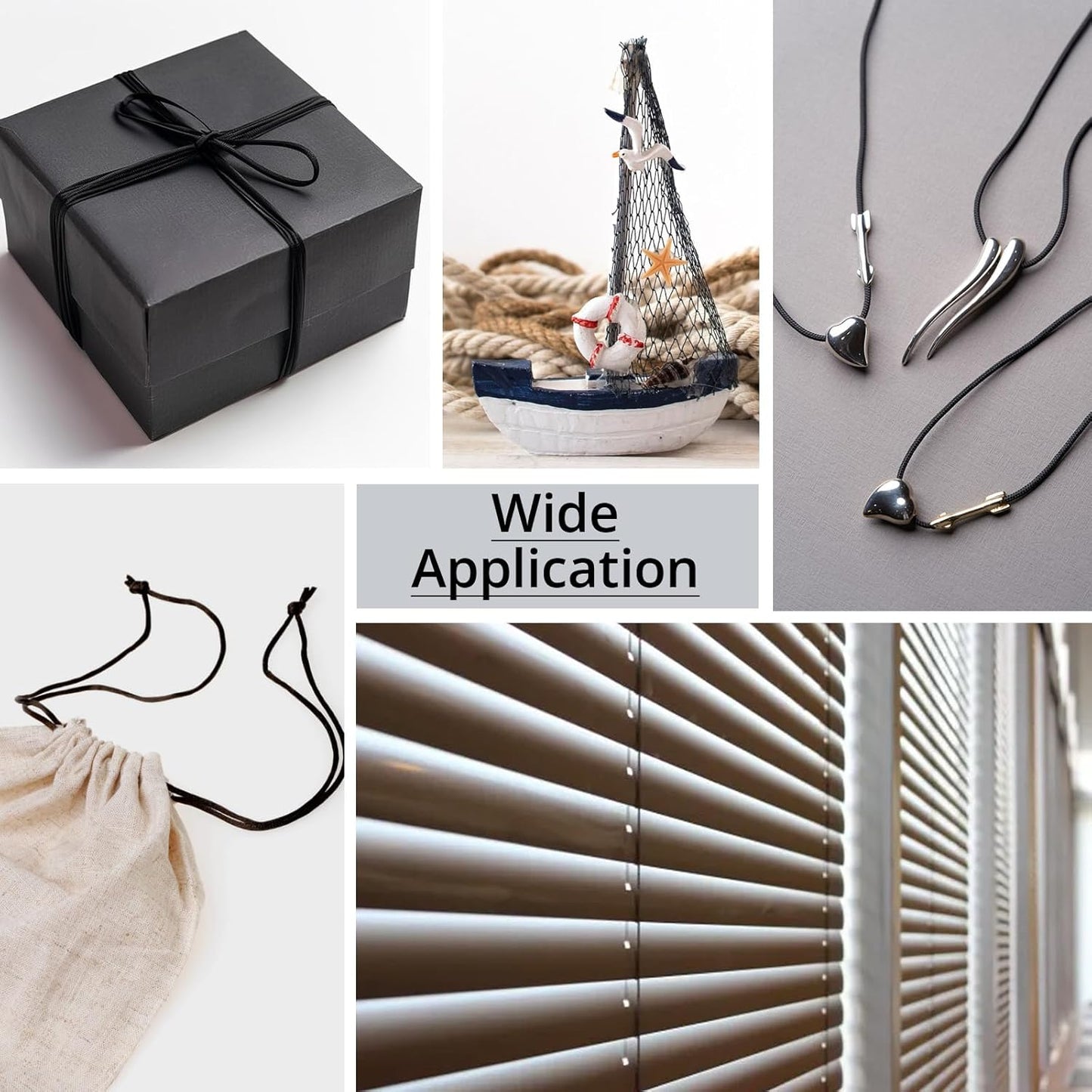 Black Nylon String Cord- 1.5Mm 103 Yards Strong Nylon String, Wear-Resistant No Fading  Satin Silk Cord for Bracelets, Wind Chime, Necklace,Knotting,Jewelry Making,Blinds Cord