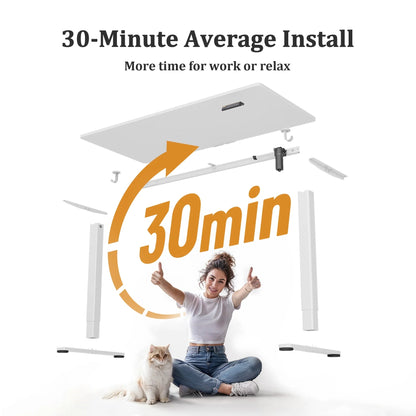 55 Inch Electric Standing Desk, Wide Computer Stand up Desks Adjustable Height, Sit-Stand Rising Desk W/Memory Preset for Home Office Students Desk,White Top