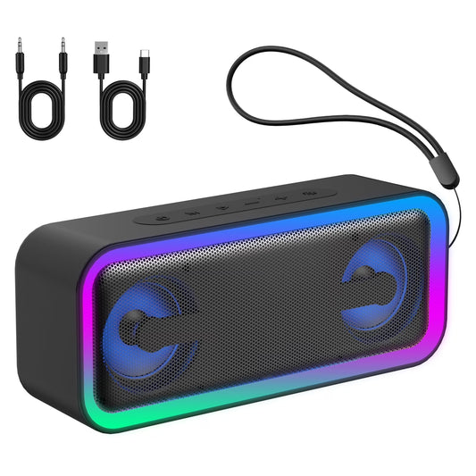 Portable Bluetooth Speaker IP7 Waterproof, 40W Loud Sound Wireless Ultra Bluetooth Speaker, 30H Playtime, Deep Bass, Colorful LED Lights, BT5.4, Suitable for Home/Party/Outdoor/Beach/Gift Black