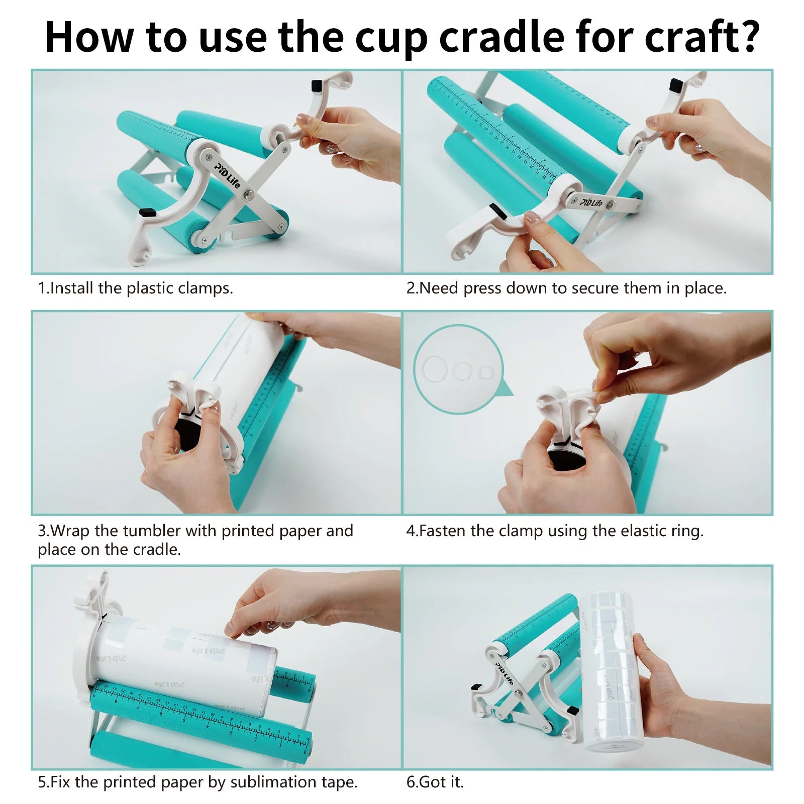 Cup Tumbler Cradle Holder with Clamp for Craft Mint Green