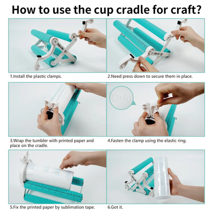 Cup Tumbler Cradle Holder with Clamp for Craft Mint Green