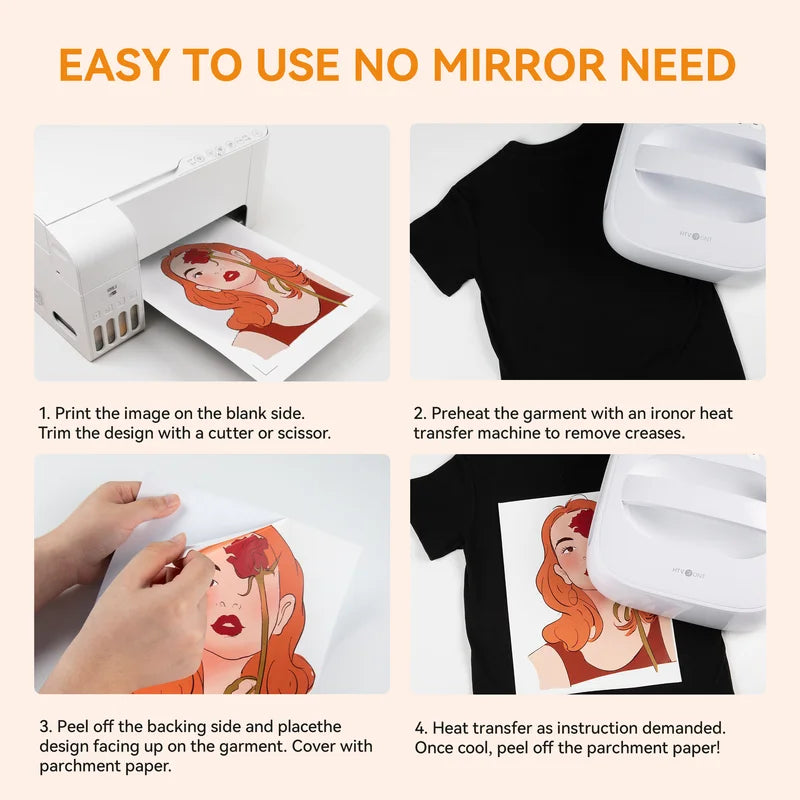 HTVRONT Heat Transfer Paper for T-Shirts-22 Pack Mixed Light & Dark, 8.5" X 11" Printable for Inkjet Printer, Stretchable & Durable Printable Heat Transfer Vinyl