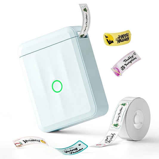 Label Maker D110 Upgraded Mini Portable Label Printer Inkless Labeler Sticker Bluetooth Rechargeable Thermal Label Maker Machine with Tape(Blue)