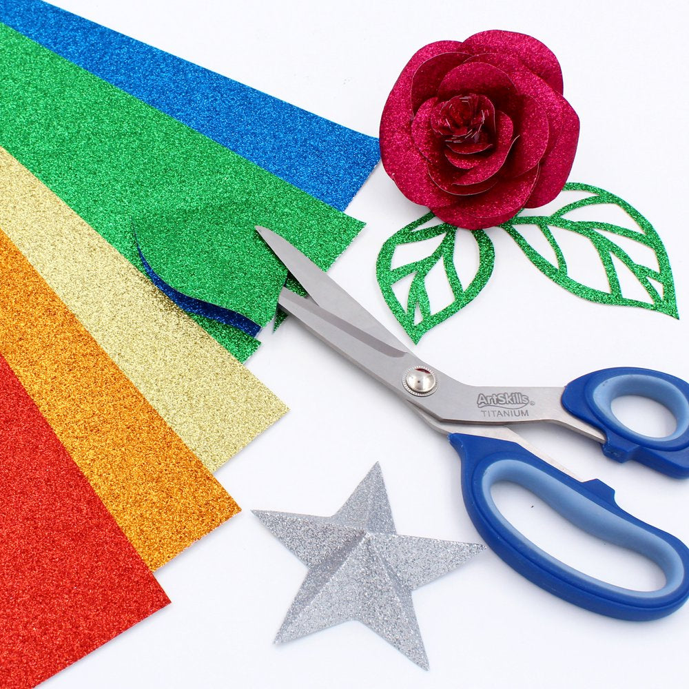 9 In. X 12 In. Sparkle Glitter Craft Paper, Assorted Colors, 10 Sheets