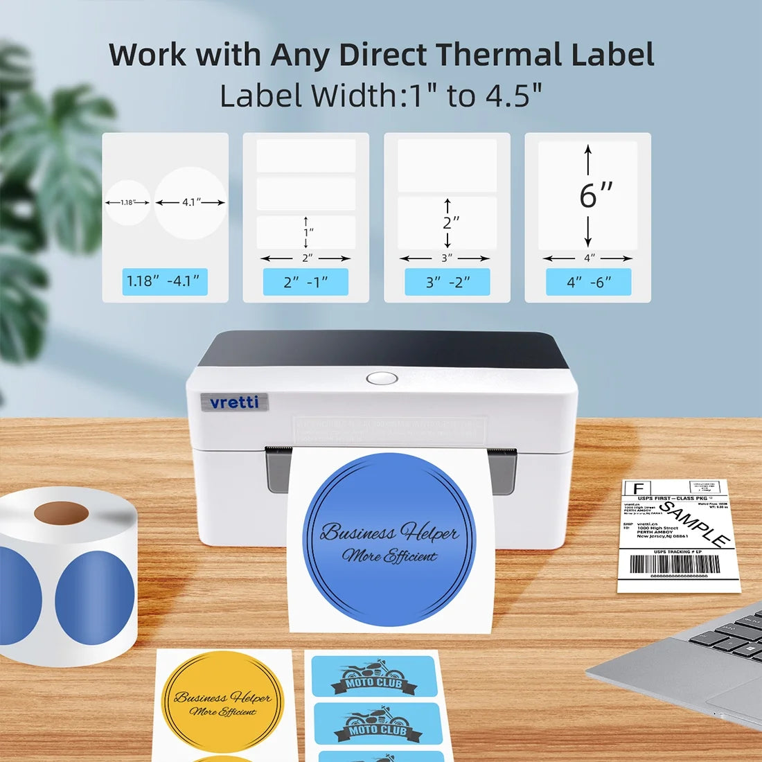Bluetooth Thermal Shipping Label Printer, Wireless 4X6 Shipping Label Printer for Shipping Packages, Support Android, Iphone and Windows,Compatible with Etsy, Shopify, USPS, Shipstation