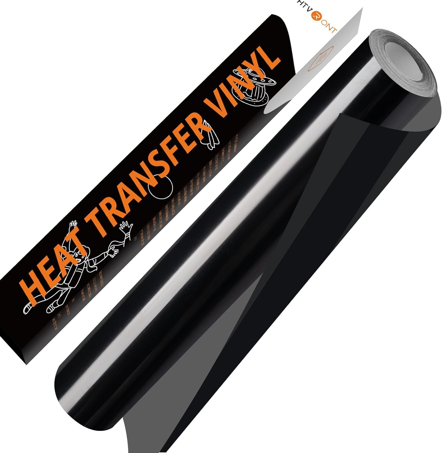Black HTV Vinyl Roll - 12" X 10Ft Black Iron on Vinyl for All Cutting Machines, Heat Transfer Vinyl Rolls for T Shirts - Easy to Cut & Weed for Heat Vinyl Design
