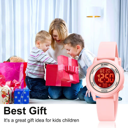 Kids Digital Watch, 50M Waterproof Sport Watch for Kids Girls Boys, Multifunction Luminous Watches Birthday Christmas Gifts for Children 5-7-10-12-Year-Old, Pink