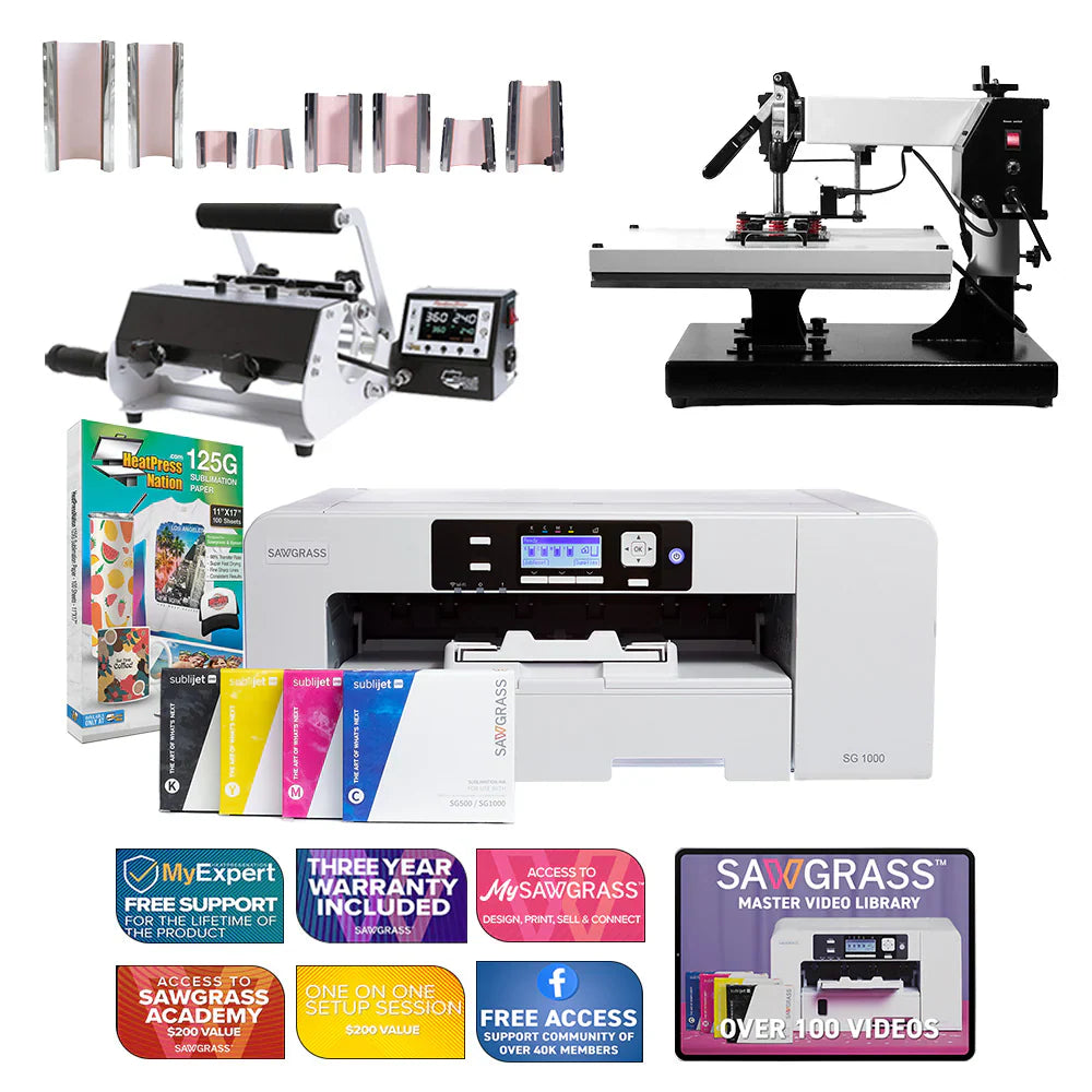 Virtuoso SG1000 Sublijet Sublimation Printer with Signature Series 16" X 20" Swing-Away Heat Press and 8-In-1 Mug Press