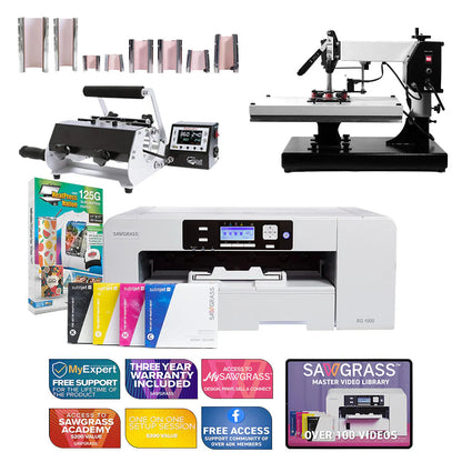 Virtuoso SG1000 Sublijet Sublimation Printer with Signature Series 16" X 20" Swing-Away Heat Press and 8-In-1 Mug Press