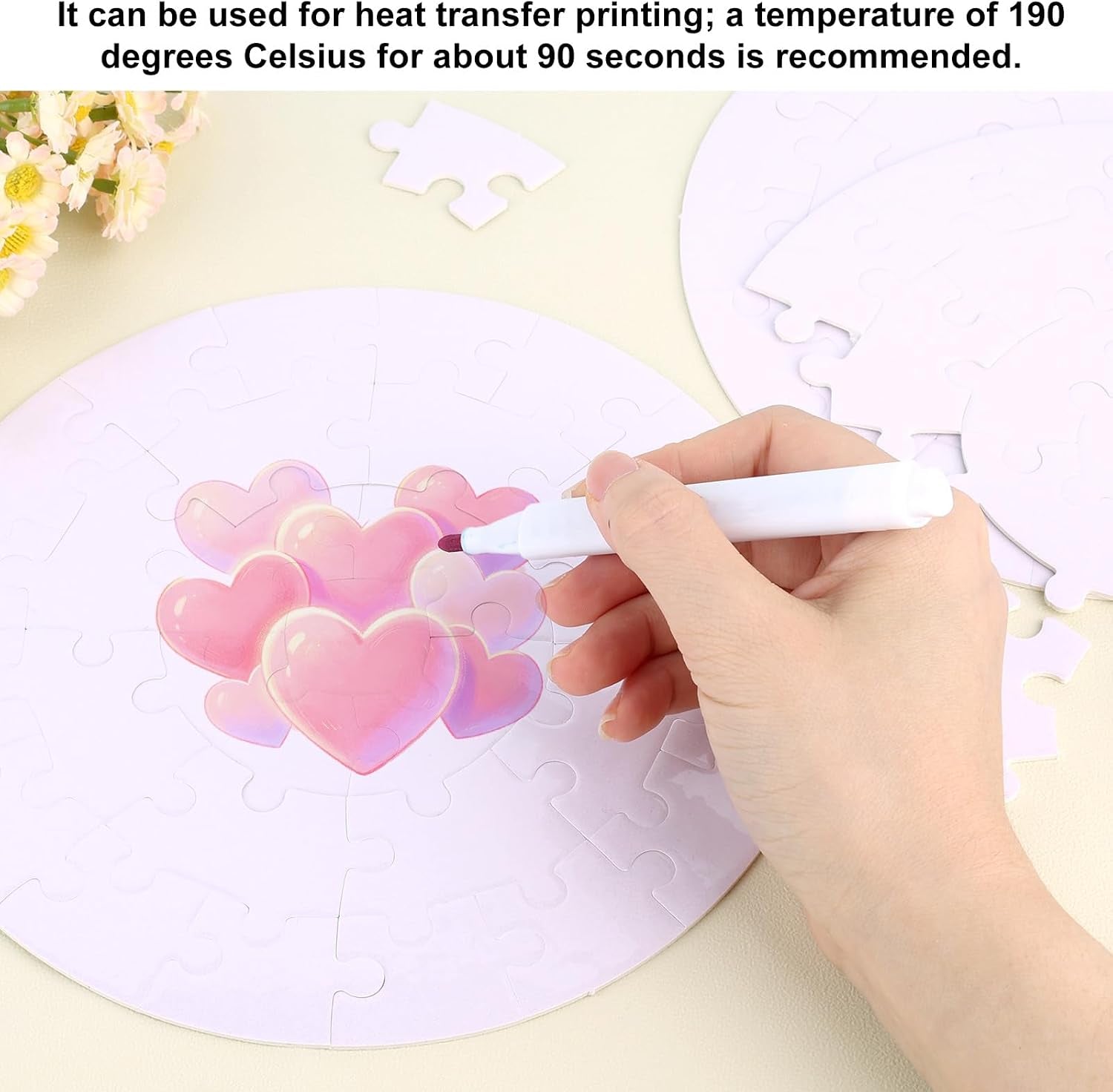 SAVITA 10 Sheets round Blank Puzzles, 20Cm/7.87In Heat Transfer All White DIY Puzzle Paintable & Writable for Kids Brain Game