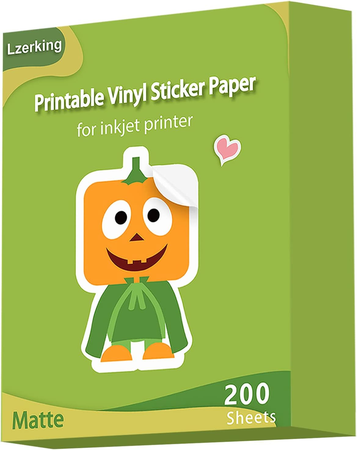 Lzerking Premium Printable Vinyl for Inkjet Printer Sticker Papers 200 Matte 8.5’’X11’’ Waterproof White Lables Decal Paper for Cricut