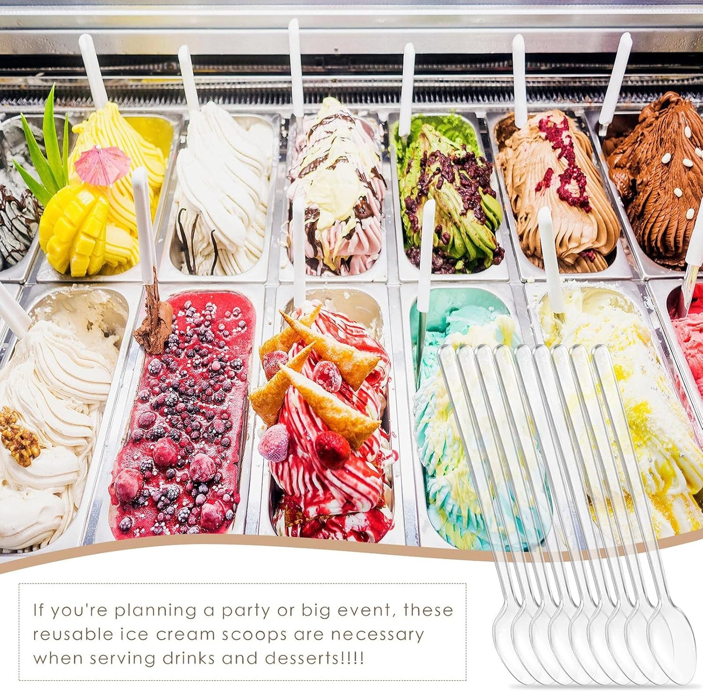 Long Handle Spoon 200 Pcs Clear Plastic Ice Cream Spoons 7.08 Inch Heavy Duty Sundae Spoons for Ice Cream Floats, Milkshakes, Tea, Stirring Cocktails and Tall Beverages