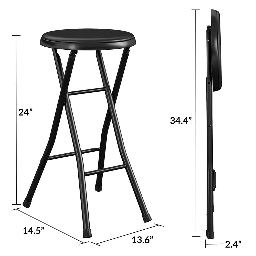 Folding Metal Stool, Black