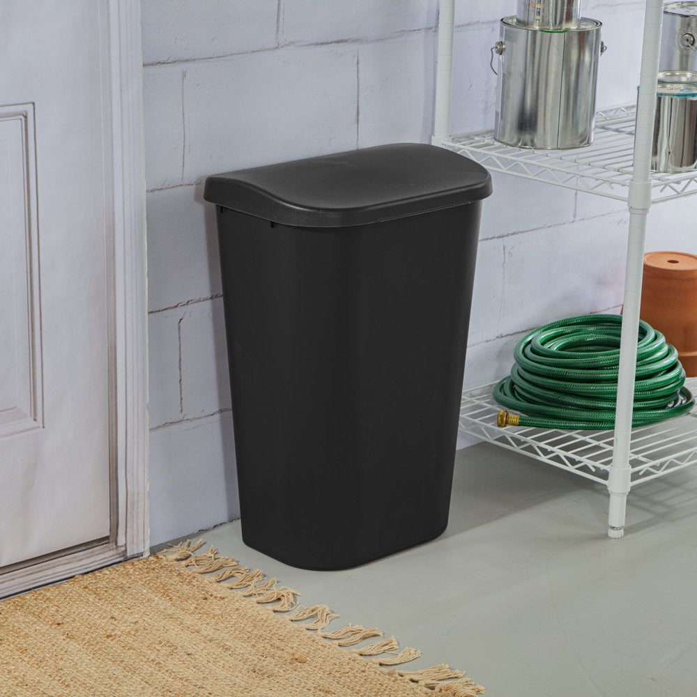 11.3 Gal. Lift Top Wastebasket Plastic, Black