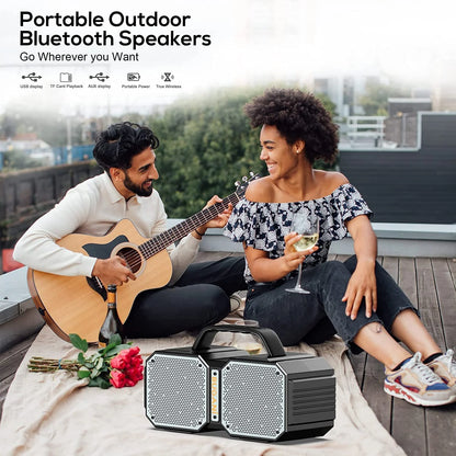 Bluetooth Speakers, M83 Speaker IPX6 Waterproof Portable Large Wireless Speaker, Bluetooth 5.2,50W Big Power, 24H Playtime, Suitable for Family Gatherings and Outdoor Bluetooth Speaker Black