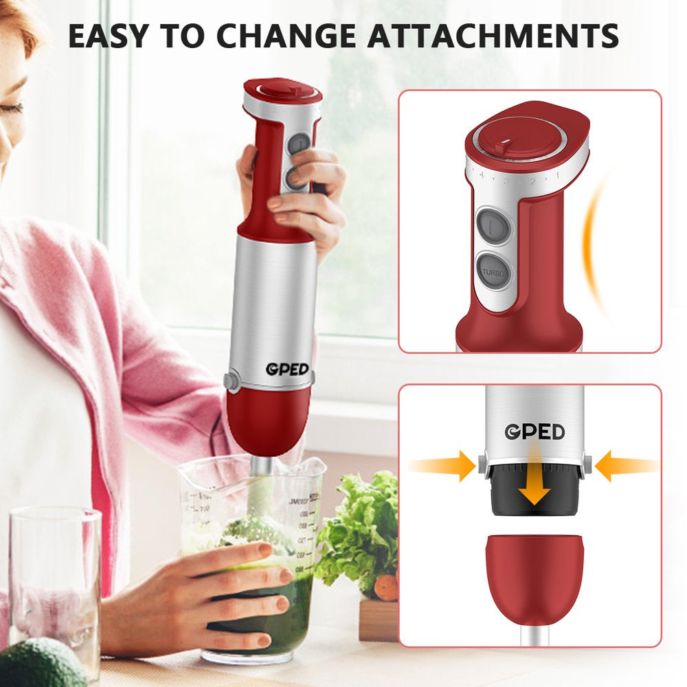 Hand Blender, 5-In-1 Immersion Hand Blender,12 Speed Turbo Mode Stick Blender for Make Smoothie, Milk Shakes,Juice ,Sauces