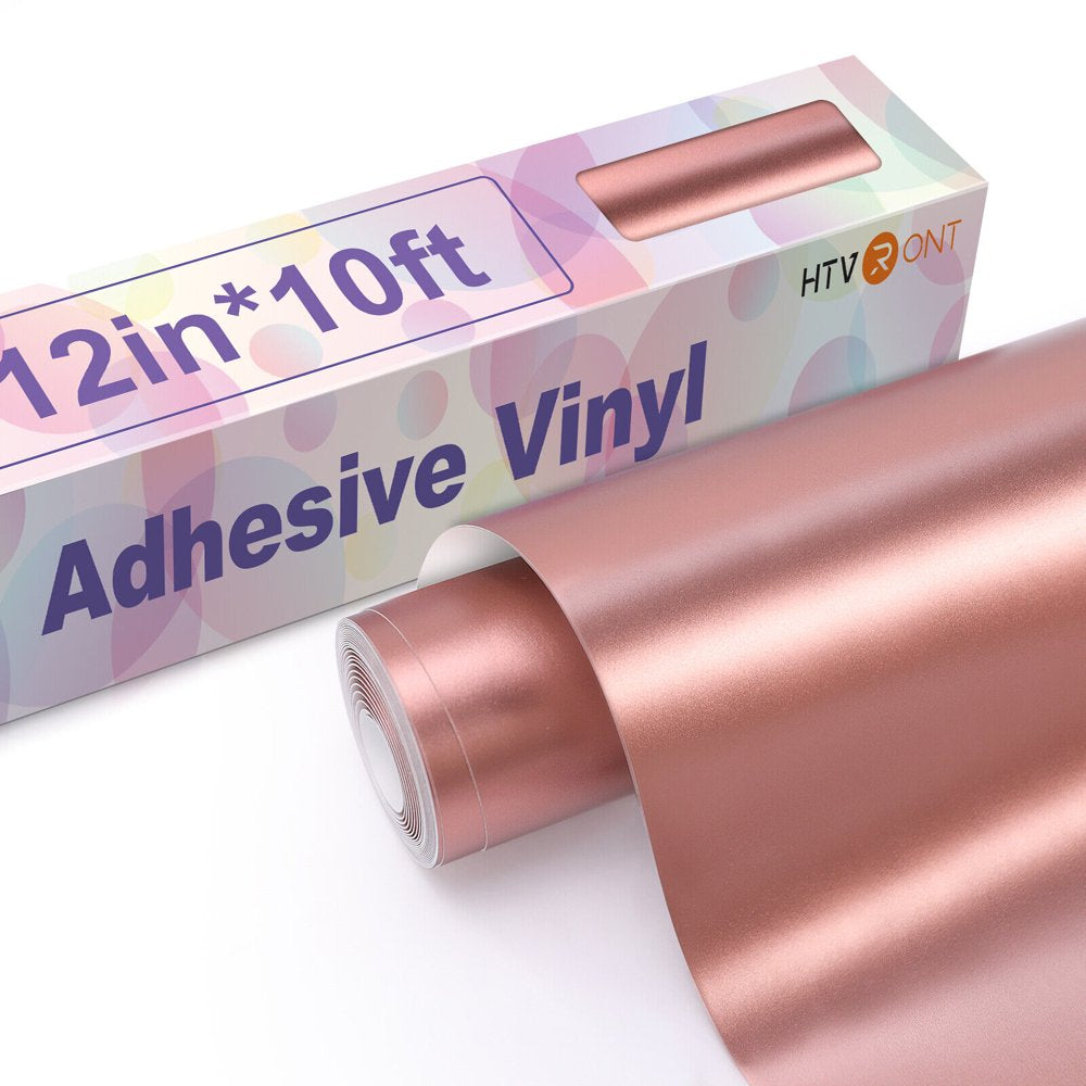 12" X 10FT Matte Rose Gold Metallic Vinyl, Rose Gold Permanent Adhesive Vinyl for Cricut