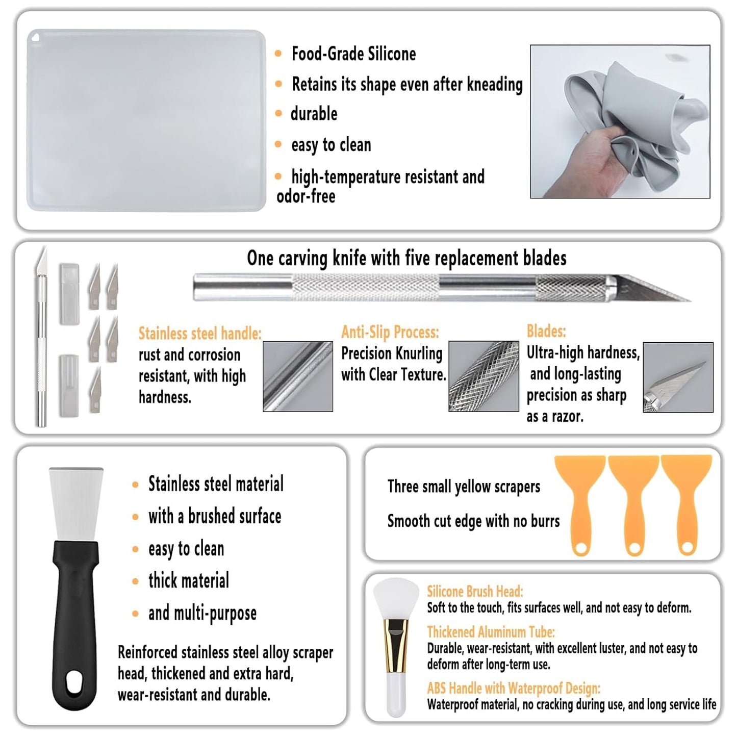 52 Pcs Resin 3D Printing Tool Kit with 304 Stainless Steel Resin Filter Funnel，Silicone Pad, Scraper，Tweezers & Cleaning Tools | Accessories for Model Removal, Resin Recycling & Post-Processing