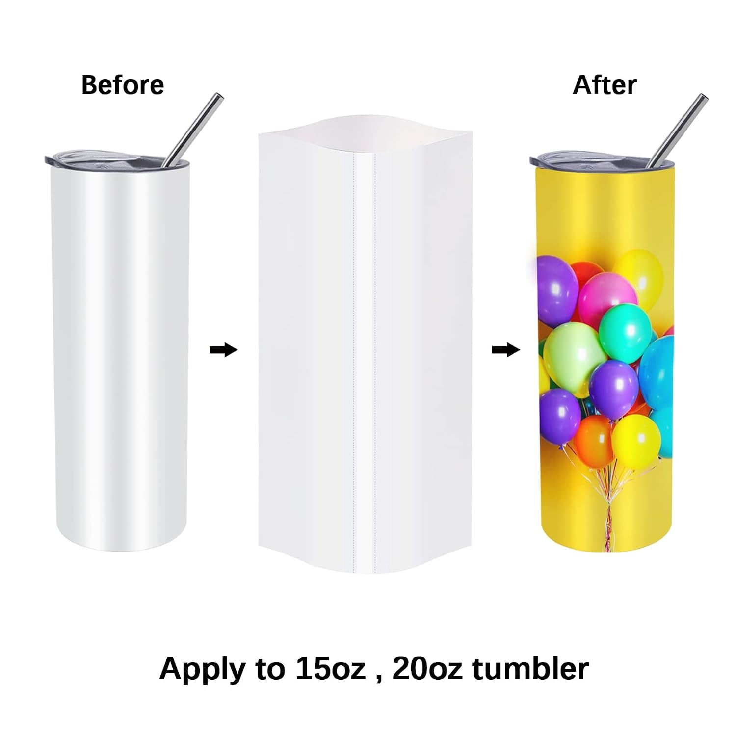 100Pcs Sublimation Shrink Wrap Sleeves,5X10 Inch Heat Transfer Shrink Film Bags for Blanks 20 Oz Tumblers,Mugs,Cups,Shrink Wrap Bands for Sublimation