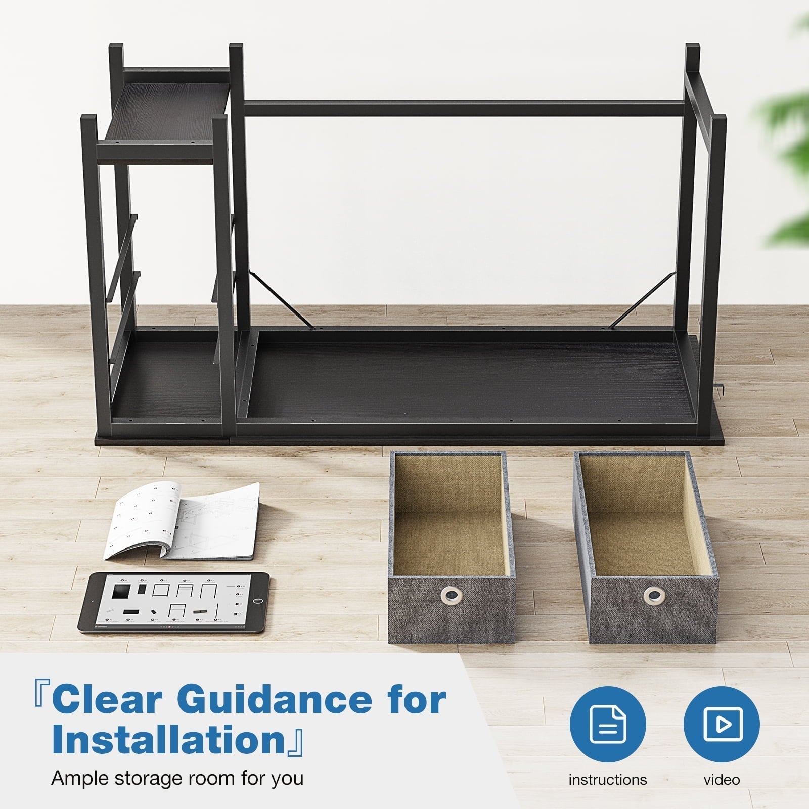 Computer Desk with Drawer 40 Inch PC Table Study Desk with 2-Tier Drawers Storage Shelf Headphone Hook, Modern Simple Style Laptop Desk