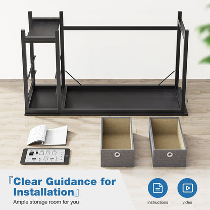 Computer Desk with Drawer 40 Inch PC Table Study Desk with 2-Tier Drawers Storage Shelf Headphone Hook, Modern Simple Style Laptop Desk