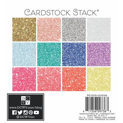 Single-Sided Cardstock Stack 6"X6" 24/Pkg-Glitter, 12 Colors/2Ea