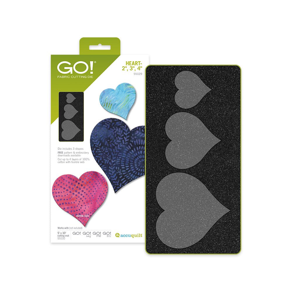 GO! Heart-2", 3" & 4" Fabric Cutting Applique Die