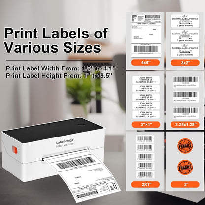 Ecommerce Label Printer 4X6, Thermal Shipping Label Printer, Support Amazon, Ebay, USPS, Pirate Ship, Bluetooth and USB Connection