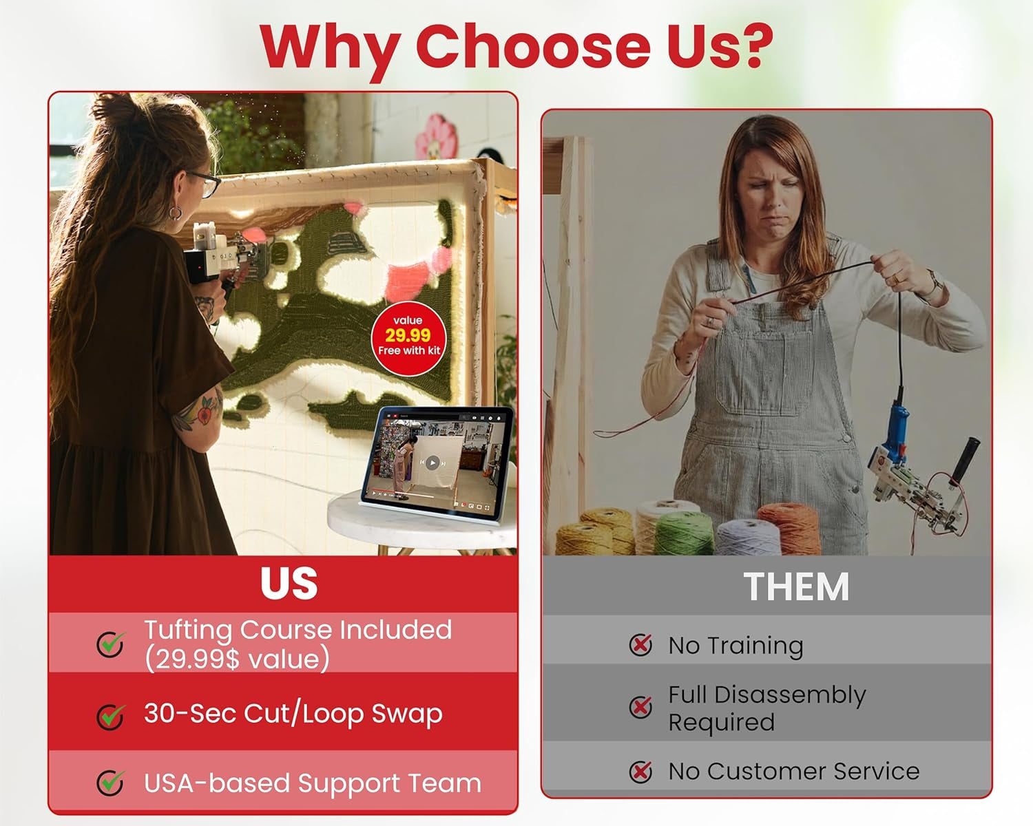 Dabline Rug Tufting Gun Kit – Complete Tufting Supplies Including 2 in 1 Cut & Loop Pile Rug Tufting Gun, Carpet Trimmer, Tufting Cloth, Backing Cloth, 20 Color Yarns, Tools & Accessories