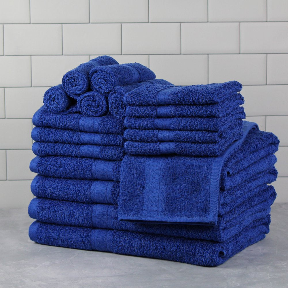 Basic Solid 18-Piece Bath Towel Set Collection, Royal Spice