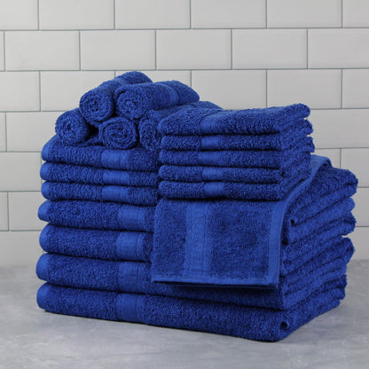 Basic Solid 18-Piece Bath Towel Set Collection, Royal Spice