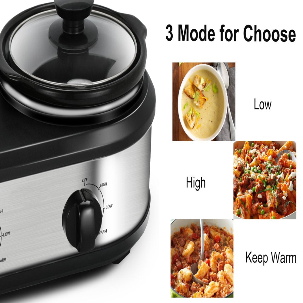 Dual Pot Slow Cooker 2X1.25 Qt Food Warmer with Adjustable Temp Slow Cooker Buffet Server Stainless Steel