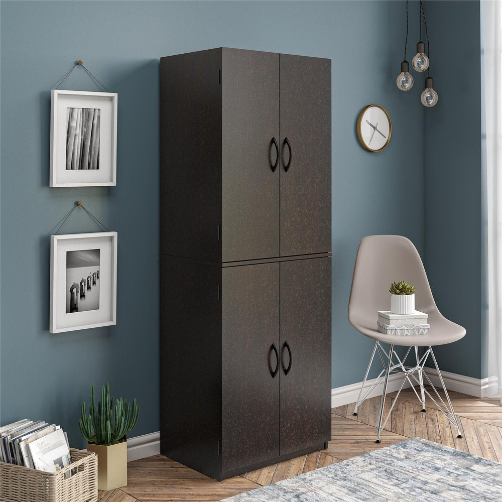 4-Door 5' Storage Cabinet, Dark Chocolate