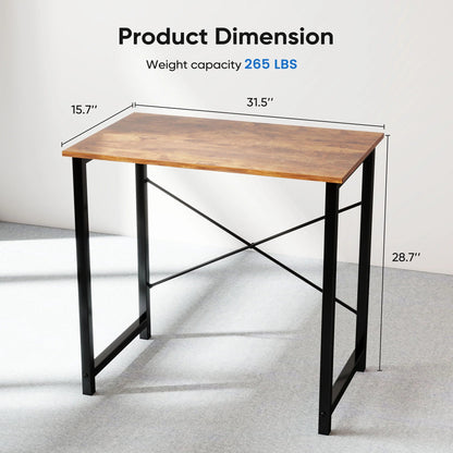 Adult Modern Simple Style with Storage Bag and Iron Hook Small Office Desk, Rust