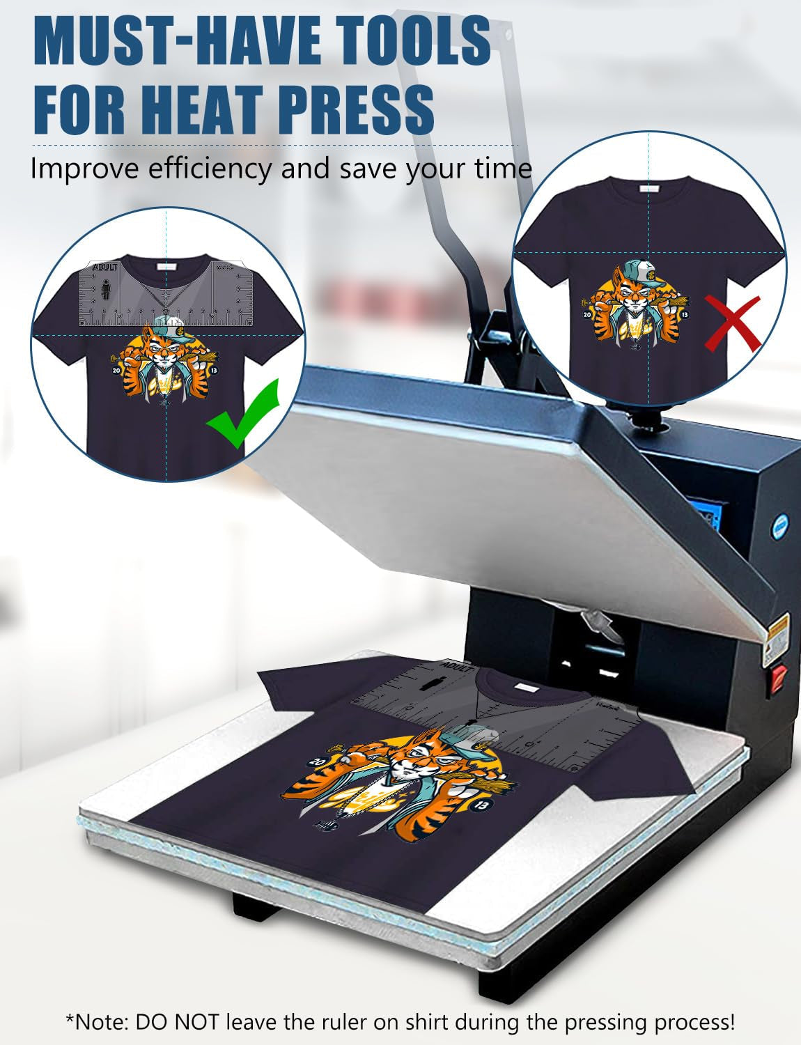 Vowlove T-Shirt Ruler for Precise Alignment, Center & Left Chest Placement Tool for Shirt Making, Compatible with Cricut, Heat Press, HTV, Vinyl, DTF, Sublimation