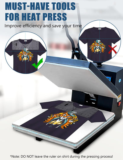 Vowlove T-Shirt Ruler for Precise Alignment, Center & Left Chest Placement Tool for Shirt Making, Compatible with Cricut, Heat Press, HTV, Vinyl, DTF, Sublimation