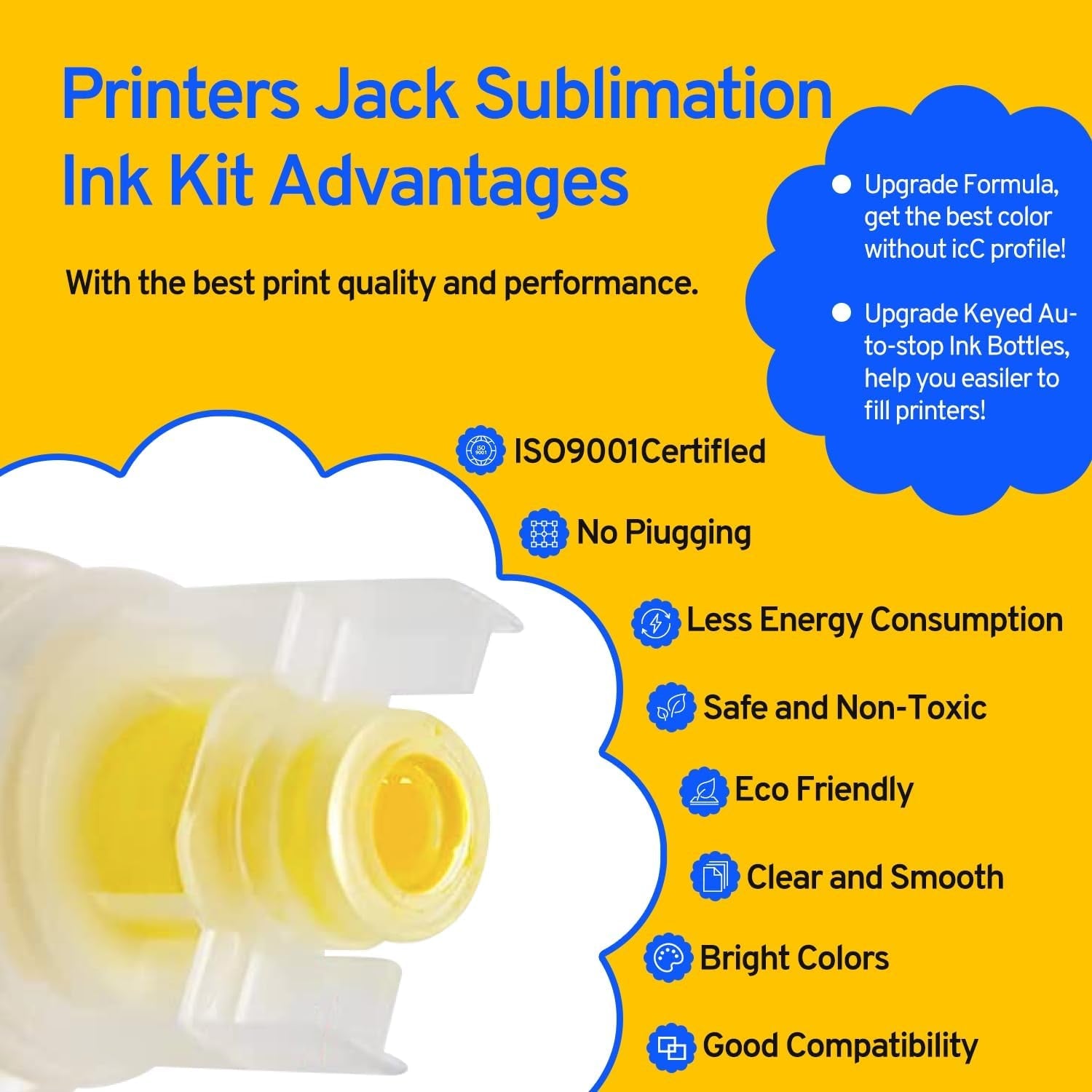 Printers Jack Sublimation Ink & 150 Sheet Sublimation Paper 8.5X11’’ 120G, Heat Tape Compatible for Inkjet Printer ET-2800 ET-15000 ET-2803 ET-2760 ET-2400 ET-4700 ET-4800 ET-2720