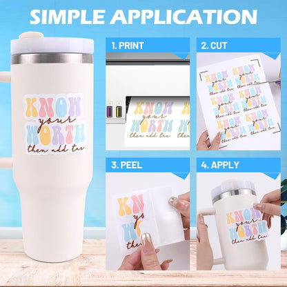 Printable Vinyl Sticker Paper for Inkjet Printer, Matte Inkjet Printable Vinyl, 8.26" X 11.69" A4 56 Sheets/Pack Photo Paper for Craft Scrap-Booking, Stickers, Labels