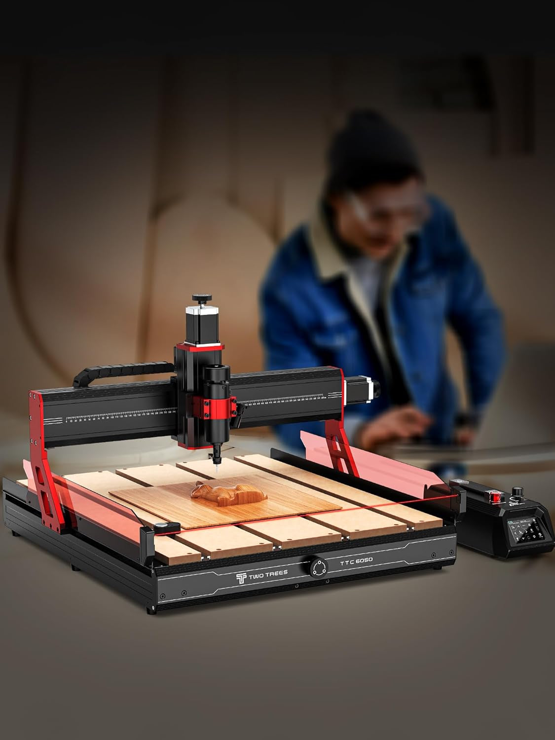TTC6050 CNC Router Machine, Desktop Engraving Machine 600X500Mm Working Area, 500W Spindle, 3-Axis CNC Engraving & Laser Cutting for Wood, Metal, Acry