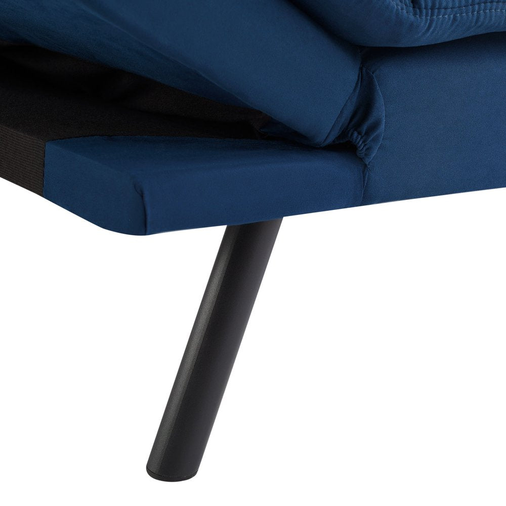 Memory Foam Futon, Blue Faux Suede