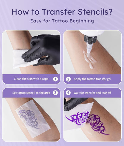 Rongta Tattoo Stencil Printer, F81S Wireless Thermal Tattoo Machine with 5Pcs Transfer Paper, Compatible with Phone/Tablet/Pc/Laptop, Bluetooth Tattoo Printer for Tattoo Artist & Beginner, Purple