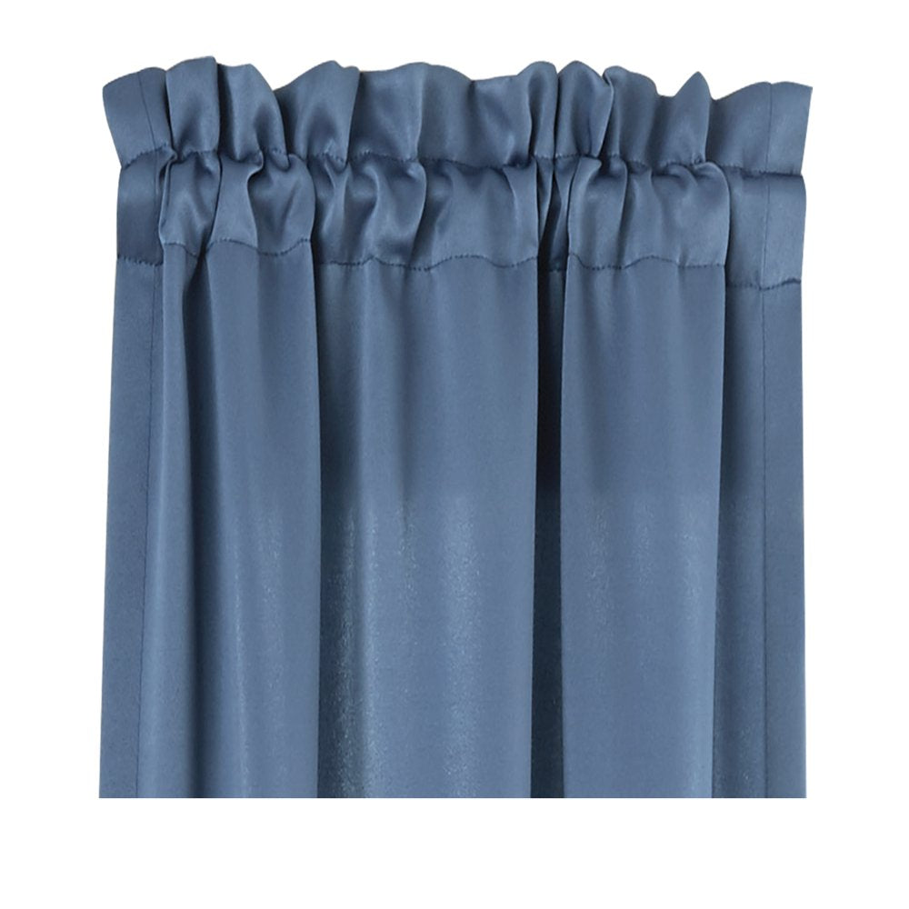 Solid Blue Moonlight Room Darkening Rod Pocket Curtain Panel Pair, 30" X 84"