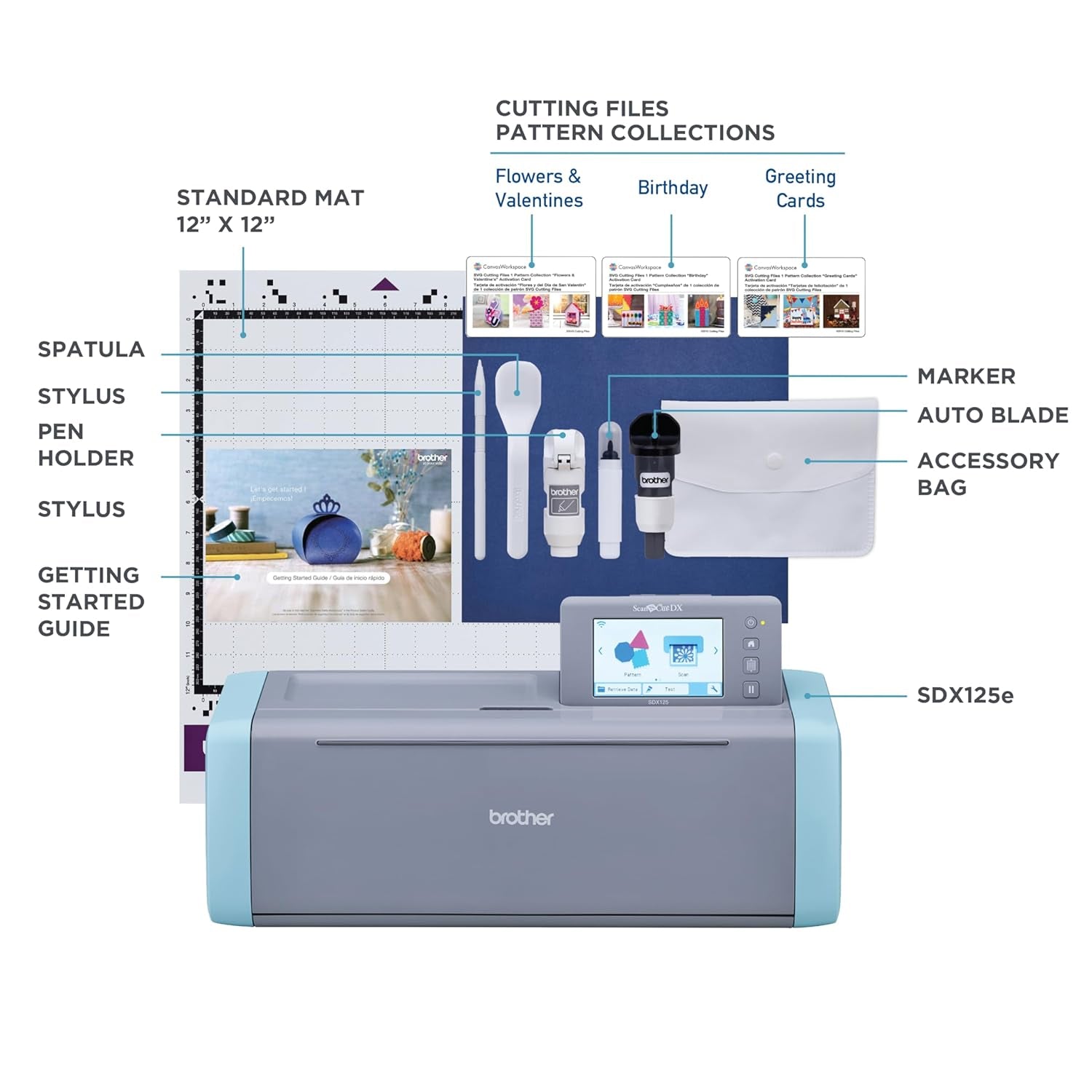 Brother Scanncut SDX125E Electronic DIY Cutting Machine with Scanner, Make Custom Stickers, Vinyl Wall Art, Greeting Cards and More with 682 Included Patterns